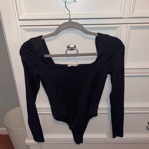 Francesca's Collections Black Long Sleeve Bodysuit